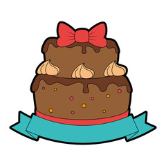 delicious cake with ribbon