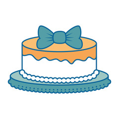 delicious cake with ribbon vector illustration design