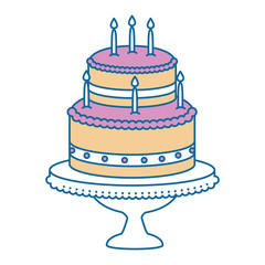 delicious cake with candle vector illustration design