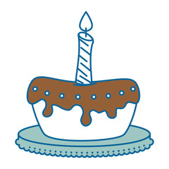 delicious pudding with candle bakery product vector illustration design