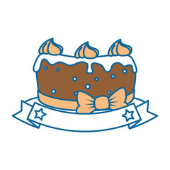 delicious cake with ribbon vector illustration design