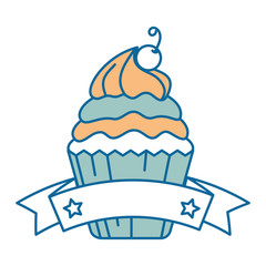 delicious cupcake with cherry vector illustration design