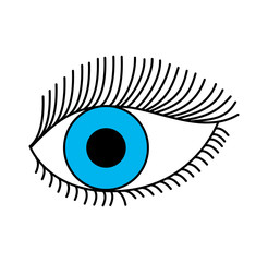 blue eye look eyelashes vision cartoon vector illustration
