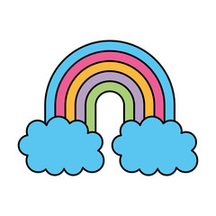 rainbow with clouds fantasy decoration dream vector illustration