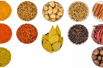 herbs and spices isolated in white background