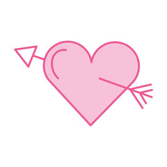 pink love heart arrow romance passion vector illustration