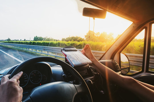 People traveling on car