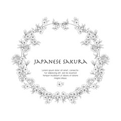 Illustrations with Japanese blossom sakura and with place for te