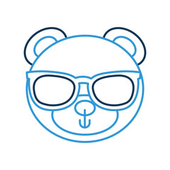 Obraz na płótnie Canvas cute bear with sunglasses teddy face toy gift vector illustration