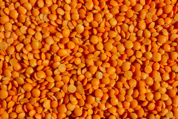 Pile of Red Lentil Background. Top View. Red Lentil Background, Texture. 

