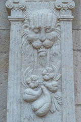 Head of lion, marble wall decor