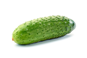 Fresh cucumber on white