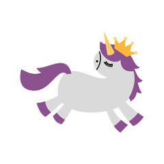 lovely unicorn crown animal horned fantasy vector illustration