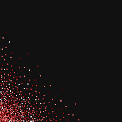 Red gold glitter. Messy bottom left corner with red gold glitter on black background. Shapely Vector illustration.