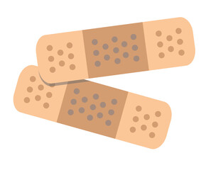 Two Adhesive Bandages Flat Vector Illustration