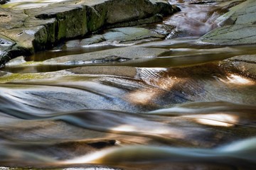 Wavy water in mountain river.