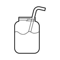 glass jar of juice with straw beverage fresh vector illustration