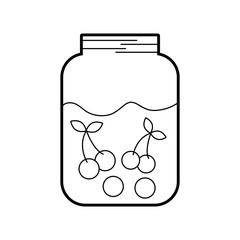 Obraz premium glass jar and cherries fruit beverage fresh vector illustration