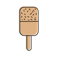 ice cream covered with chocolate on wooden stick vector illustration