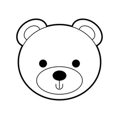 cute bear teddy face toy gift vector illustration