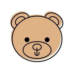 cute bear teddy face toy gift vector illustration