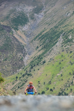 Man riding downhill