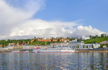 Panorama of the Nizhny Novgorod Kremlin and embankment. Nizhny Novgorod, Russia.