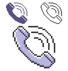 Pixel icon of handset in three variants. Fully editable