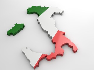 Italy 3d flag map, isolated on white background. 3d render