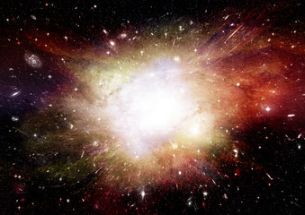 Stars, dust and gas nebula in a far galaxy