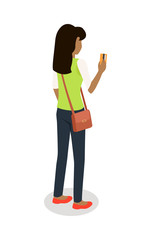 Woman with Credit Card Isometric Vector Icon