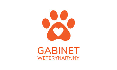 Nowoczesne logo gabinet weterynaryjny, serce łapa psa