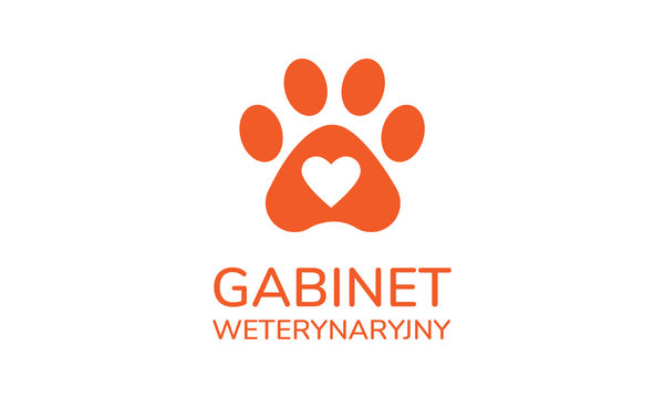 Nowoczesne logo gabinet weterynaryjny, serce łapa psa