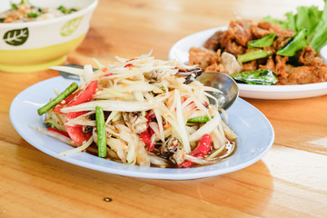 dish of green papaya salad