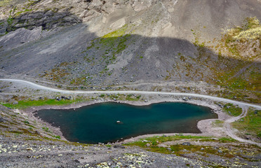 Mountain lake with clear water. Kola Peninsula , Khibiny . Russia.