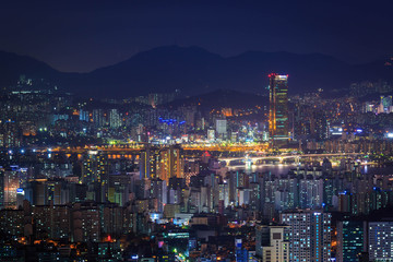 seoul city, yeouido at night, south korea.
