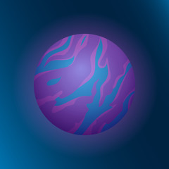 Magic alien world illustration. Colorful dark planet with toxic purple stripes and swirls on surface. Vector asset for space game design isolated on black background.