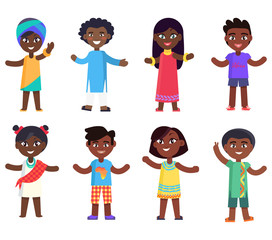 African Children Boys and Girls Isolated Vector