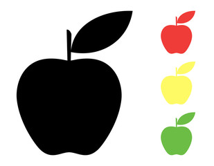 Colorful Apples. Flat Design Vector Illustration Of An Apple In Different Colors On White Background.