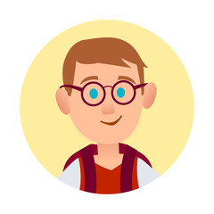 Boy in Spectacle Glasses Pic in Round Web Button