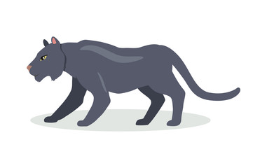 Black Jaguar Cartoon Icon in Flat Design
