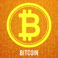 Cripto currency bitcoin. Global internet worldwide. Abstract Matrix Background. Binary Computer Code. Vector Tech Background.