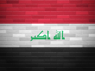 Fototapeta premium Brick wall Iraq flag