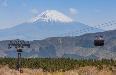 Mt.Fuji and ropeway in winter season