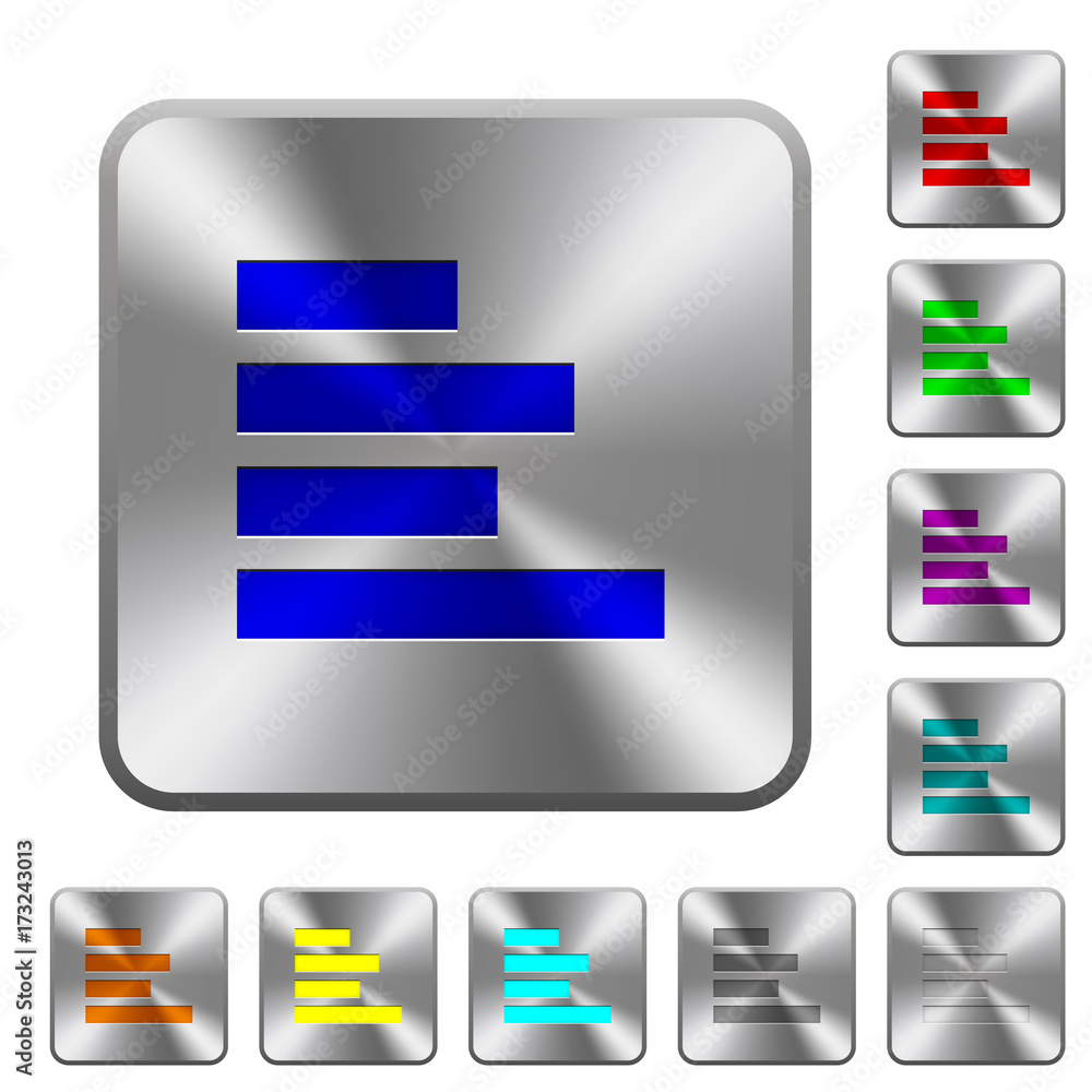Poster text align left rounded square steel buttons