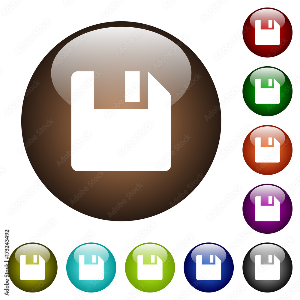 Poster save data color glass buttons