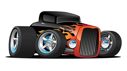 Fototapeten Hot Rod Classic Coupe Custom Car Cartoon Vector Illustration  © hobrath