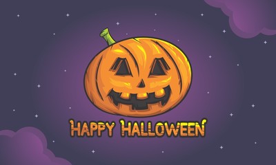 Happy Halloween Vector Illustration Isolated in Night Sky For Website Banner, Landing Page, Brochure, Posters, Flyer,  Greeting Card, Celebration Card
