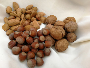 almonds, walnuts and hazelnuts