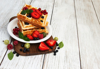 waffles with fresh berries